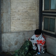 Frankfurter Obdachlose im Winter